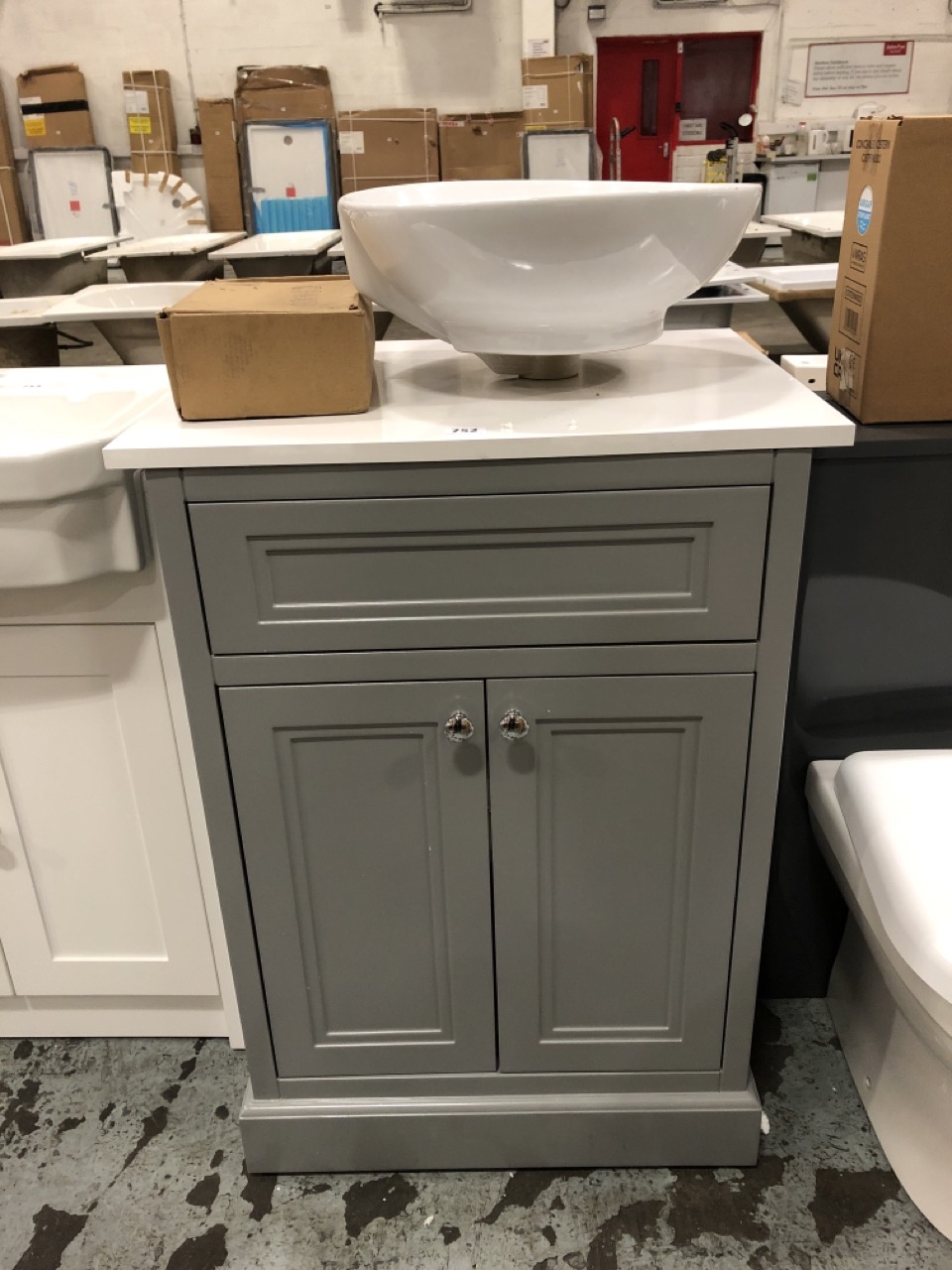 John Pye Auctions FLOOR STANDING 2 DOOR COUNTERTOP SINK UNIT IN GREY