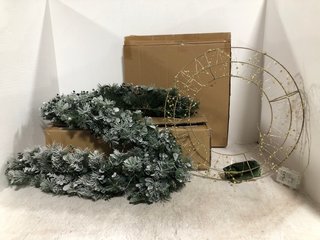 2 X ASSORTED ITEMS TO INCLUDE FAUX PINE LEAF CHRISTMAS GARLAND DECORATION: LOCATION - D2