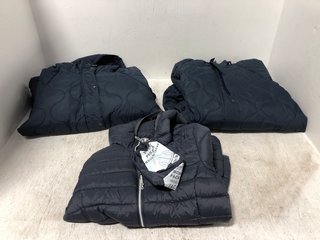 3 X REGATTA JOVIE QUILTED ZIP UP COATS IN NAVY SIZE: 10 AND 12: LOCATION - B6