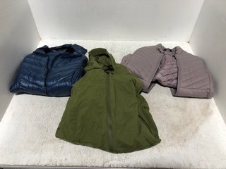 3 X ASSORTED REGATTA WATERPROOF ZIP UP COATS IN VARIOUS COLOURS SIZE: 10 AND 12: LOCATION - B6