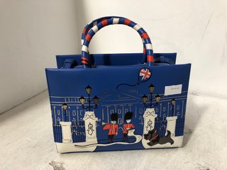RADLEY QUEENS JUBILEE PRINTED BAG IN BLUE RRP - £299: LOCATION - A1 FRONT