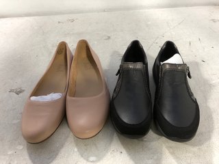 2 X ASSORTED WOMENS SHOES TO INCLUDE REIKER LEATHER ZIP UP ANKLE SHOES IN BLACK SIZE: 37 EU: LOCATION - D5