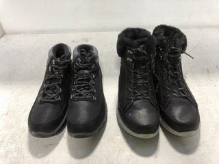 2 X ASSORTED SKECHERS SHOES TO INCLUDE ON THE GO FLEECE LINED LACE UP BOOTS IN BLACK SIZE: 6: LOCATION - D6