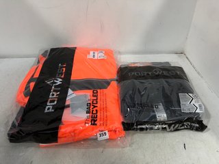 PORTWEST HI - VIS WINTER JACKET IN ORANGE SIZE: L TO INCLUDE PORTWEST STRETCH HOLSTER TROUSERS IN BLACK SIZE: 34'': LOCATION - D11