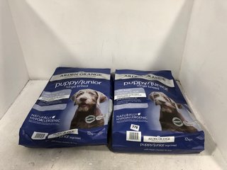 2 X ARDEN GRANGE PUPPY/JUNIOR LARGE BREED CHICKEN AND RICE DRIED DOG FOOD 12KG: LOCATION - D11