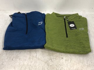 2 X DRUIDS MENS ULTRA FIT MIDLAYER TOPS IN BLUE AND GREEN SIZE: 2XL: LOCATION - D15