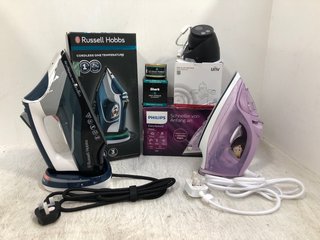 4 X ASSORTED ITEMS TO INCLUDE RUSSELL HOBBS CORDLESS ONE TEMPERATURE IRON: LOCATION - D15