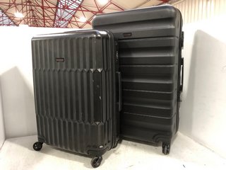 2 X ASSORTED SIZED JOHN LEWIS AND PARTNERS HARDSHELL TRAVEL SUITCASES IN BLACK: LOCATION - D17