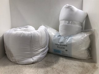 QTY OF ASSORTED JOHN LEWIS AND PARTNERS BED ITEMS TO INCLUDE MEDIUM SOFT LIKE DOWN PILLOW: LOCATION - D18