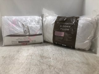 2 X ASSORTED JOHN LEWIS AND PARTNERS BED ITEMS TO INCLUDE DUCK FEATHER AND DOWN PILLOW: LOCATION - D18
