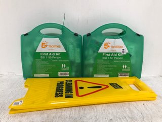 2 X 5 STAR FACILITIES FIRST AID KITS TO INCLUDE ROBERT SCOTT WET FLOOR SIGN IN YELLOW: LOCATION - C20