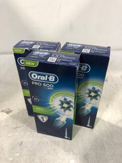 3 X BRAUN ORAL - B PRO 600 CROSS ACTION ELECTRIC TOOTHBRUSHES: LOCATION - C15