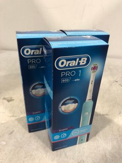 3 X BRAUN ORAL - B PRO 1 600 ELECTRIC TOOTHBRUSHES RRP - £96: LOCATION - C15