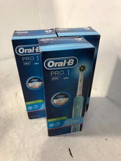 3 X BRAUN ORAL - B PRO 1 600 ELECTRIC TOOTHBRUSHES RRP - £96: LOCATION - C15