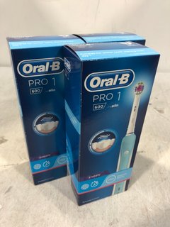 3 X BRAUN ORAL - B PRO 1 600 ELECTRIC TOOTHBRUSHES RRP - £96: LOCATION - C15