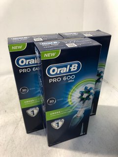 3 X BRAUN ORAL - B PRO 600 CROSS ACTION ELECTRIC TOOTHBRUSHES: LOCATION - C15