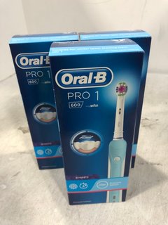 3 X BRAUN ORAL - B PRO 1 600 ELECTRIC TOOTHBRUSHES RRP - £96: LOCATION - C15