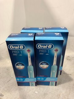 4 X BRAUN ORAL - B PRO 1 600 ELECTRIC TOOTHBRUSHES RRP - £96: LOCATION - C14