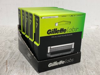 BOX OF GILLETTE LABS 4 PACK EXFOLIATING AND HEATED RAZOR REPLACEMENT HEADS RRP - £200: LOCATION - C14