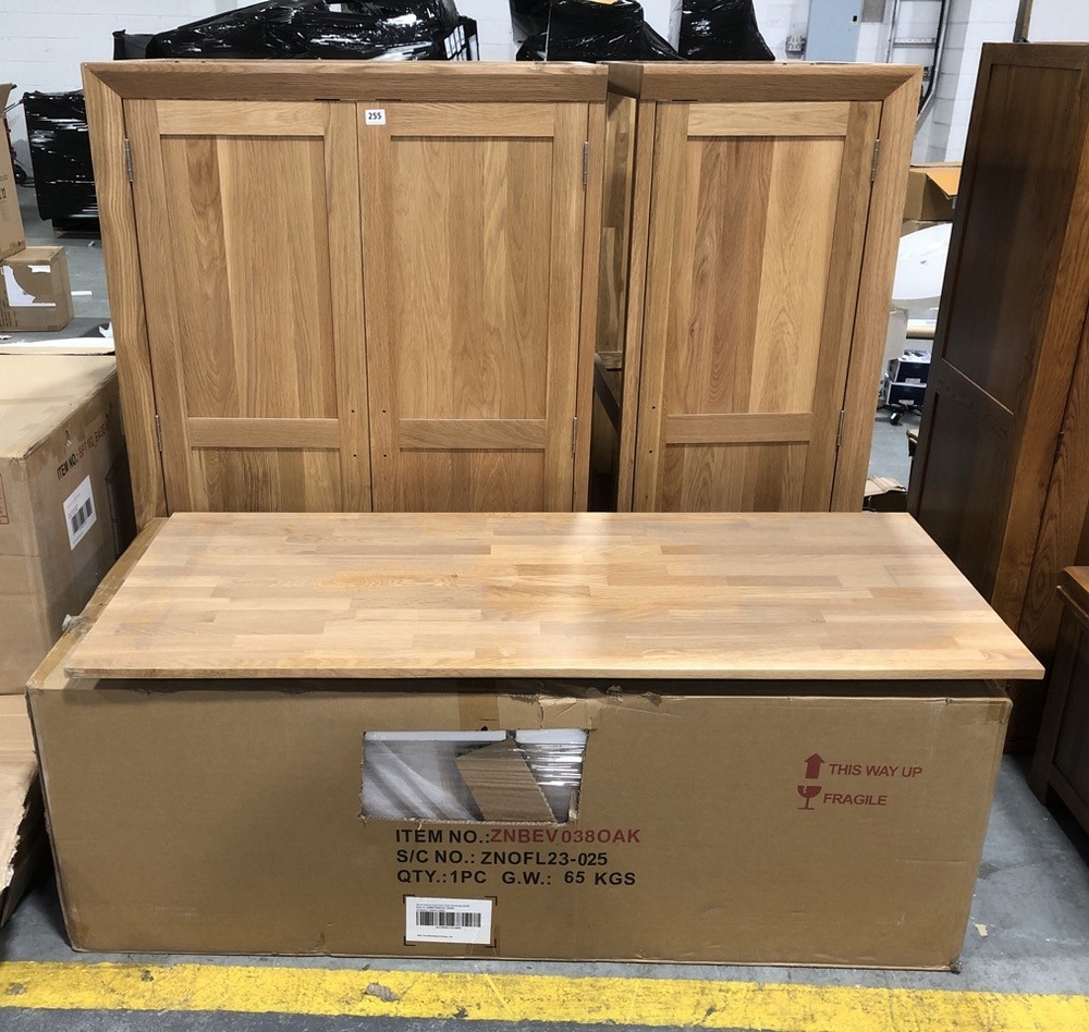 John Pye Auctions OAK FURNITURELAND BEVEL NATURAL SOLID OAK TRIPLE