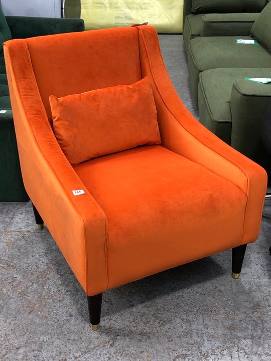 John Pye Auctions JOHN LEWIS & PARTNERS PARKER KNOLL SWEPT ARMCHAIR, ORANGE VELVET LOCATION A6