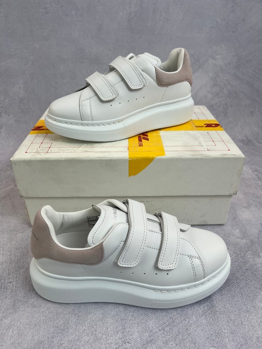 Alexander McQueen White & Gold Logo Trainers | Junior Couture USA
