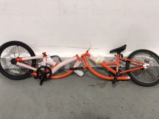 2x ETC TRAIL BUDDY TOWING BIKES IN ORANGE RRP £200 - NO PEDALS - VIEWING ADVISED