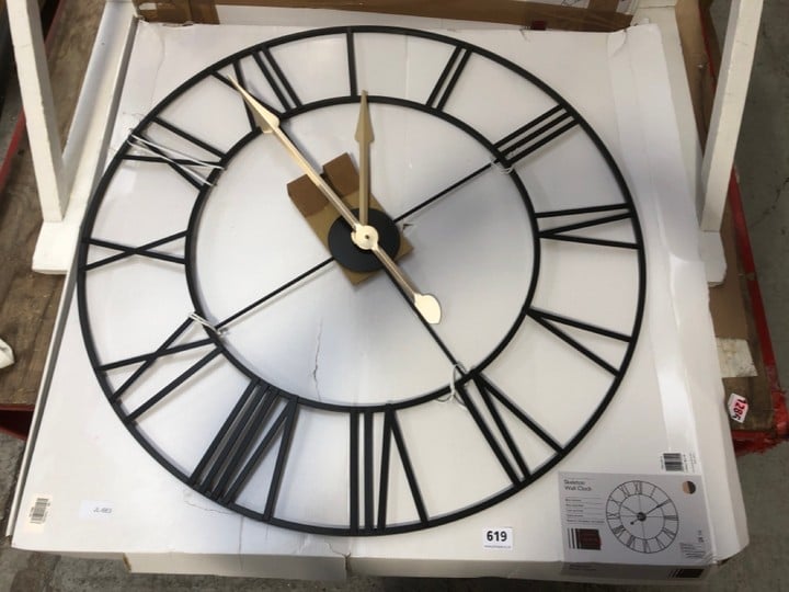 John Pye Auctions 2 X JOHN LEWIS AND PARTNERS SKELETON WALL CLOCKS IN BLACK LOCATION AR15