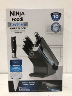 NINJA FOODI STAYSHARP KNIFE BLOCK WITH INTEGRATED SHARPENER – 5-PIECE SET - RRP £169.99(CHALLENGE 25 ID MAY BE REQUIRED)