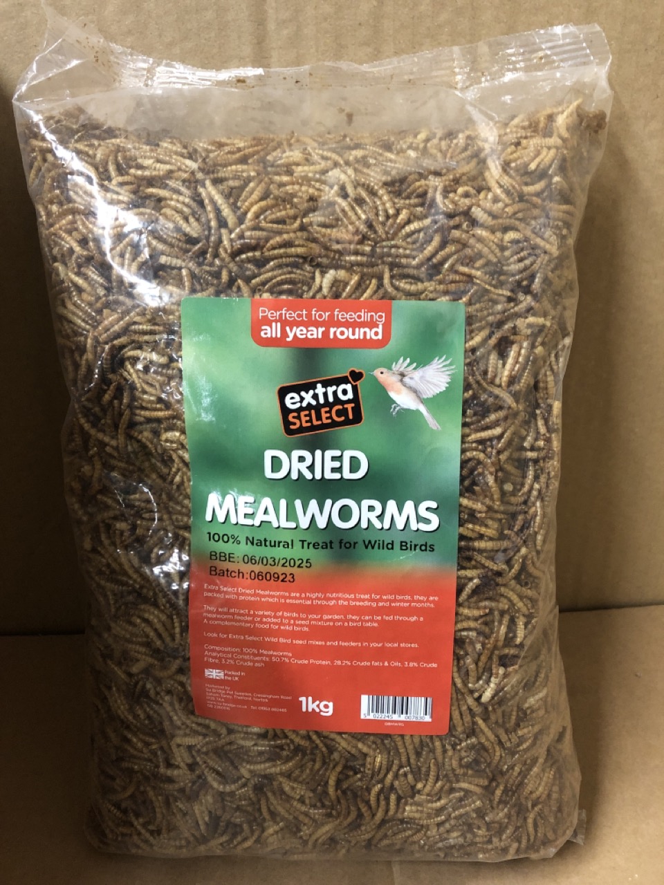 John Pye Auctions 10 X EXTRA SELECT DRIED MEALWORMS LOCATION B RACK