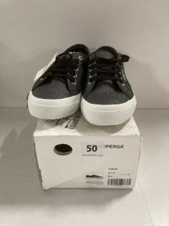 PAIR OF SUPERGA GLITTER CANVAS TRAINERS IN BLACK - SIZE UK 4