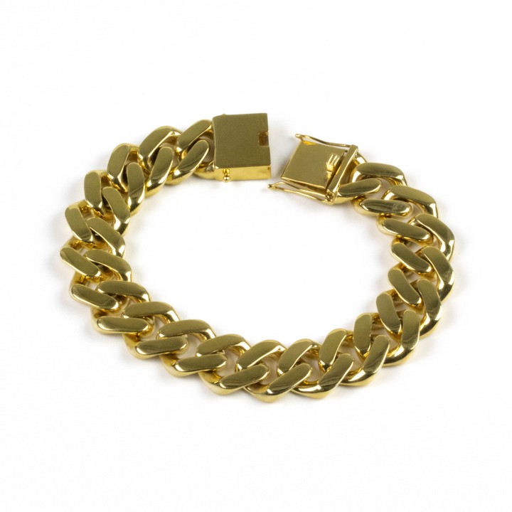 9K Yellow Curb Bracelet, 20cm, 80.7g.  Auction Guide: £2,300-£2,800 (VAT Only Payable on Buyers Premium)
