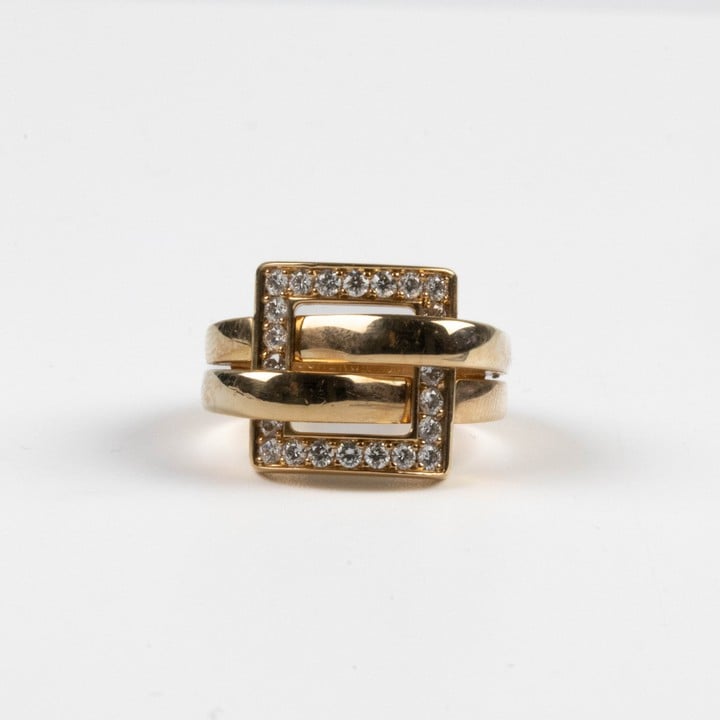 Boucheron 18ct Rose Gold 0.65ct Diamond Buckle Ring, Size P, 16g. Colour G-H, Clarity VS2-Si1.  Auction Guide: £1,400-£1,900 (VAT Only Payable on Buyers Premium)