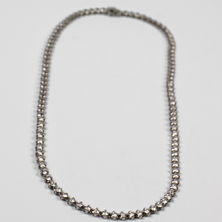 18K White 3.50ct Diamond Line Necklace, 39cm, 19.2g.  Auction Guide: £1,200-£1,700 (VAT Only Payable on Buyers Premium)