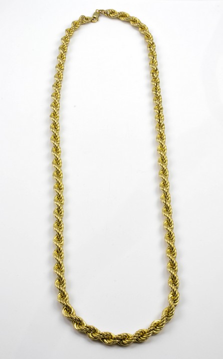 9ct Yellow Gold Rope Chain, 87cm, 78g.  Auction Guide: £900-£1,100 (VAT Only Payable on Buyers Premium)