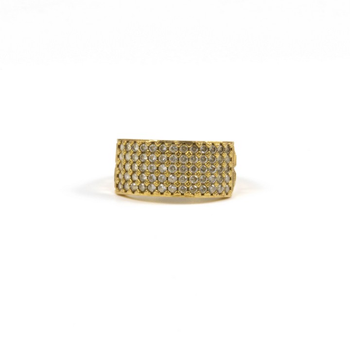 22K Yellow Clear Stone Cluster Band Ring, Size S½, 6.6g.  Auction Guide: £150-£200 (VAT Only Payable on Buyers Premium)