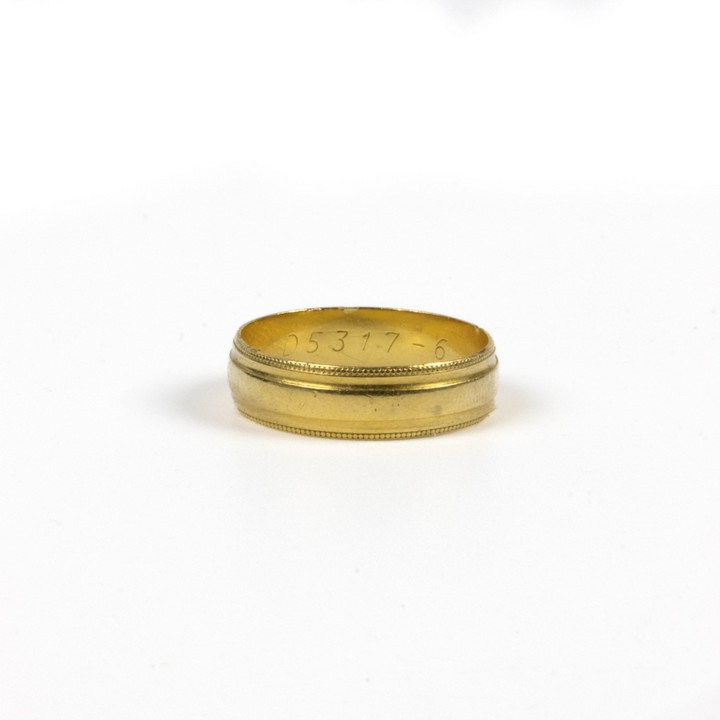 18ct Yellow Gold Wedding Band Ring, Size U, 5g.  Auction Guide: £150-£200 (VAT Only Payable on Buyers Premium)