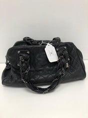 CHANEL, LTD. ED. LADY BRAID BOWLER BLACK CALFSKIN LEATHER HANDBAG WITH BLACK LEATHER. ITEM TO INCLUDE SILVER WITH AN ESTIMATED SIZE OF 32*17*19CM (ITEM INCLUDES A CERTIFICATE OF AUTHENTICITY) EAG9781