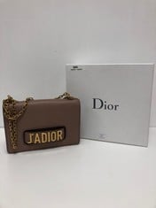DIOR, J'ADIOR BEIGE CALFSKIN LEATHER SHOULDER BAG WITH GOLD CHAIN. ITEM TO INCLUDE ""DUSTBAG, BOX" WITH AN ESTIMATED SIZE OF 24*17*6CM (ITEM INCLUDES A CERTIFICATE OF AUTHENTICITY) EAG9487