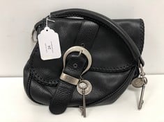 DIOR, GAUCHO BLACK CALFSKIN LEATHER SHOULDER BAG WITH BLACK LEATHER HANDLE. ITEM TO INCLUDE NONE WITH AN ESTIMATED SIZE OF 28*18*7CM (ITEM INCLUDES A CERTIFICATE OF AUTHENTICITY) EAG9714
