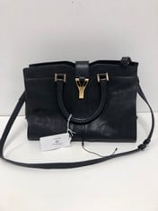 YVES SAINT LAURENT, SMALL CABAS CHYC TOTE NAVY CALFSKIN LEATHER SHOULDER BAG WITH NAVY LEATHER. ITEM TO INCLUDE DUSTBAG WITH AN ESTIMATED SIZE OF 29*21*14CM (ITEM INCLUDES A CERTIFICATE OF AUTHENTICI