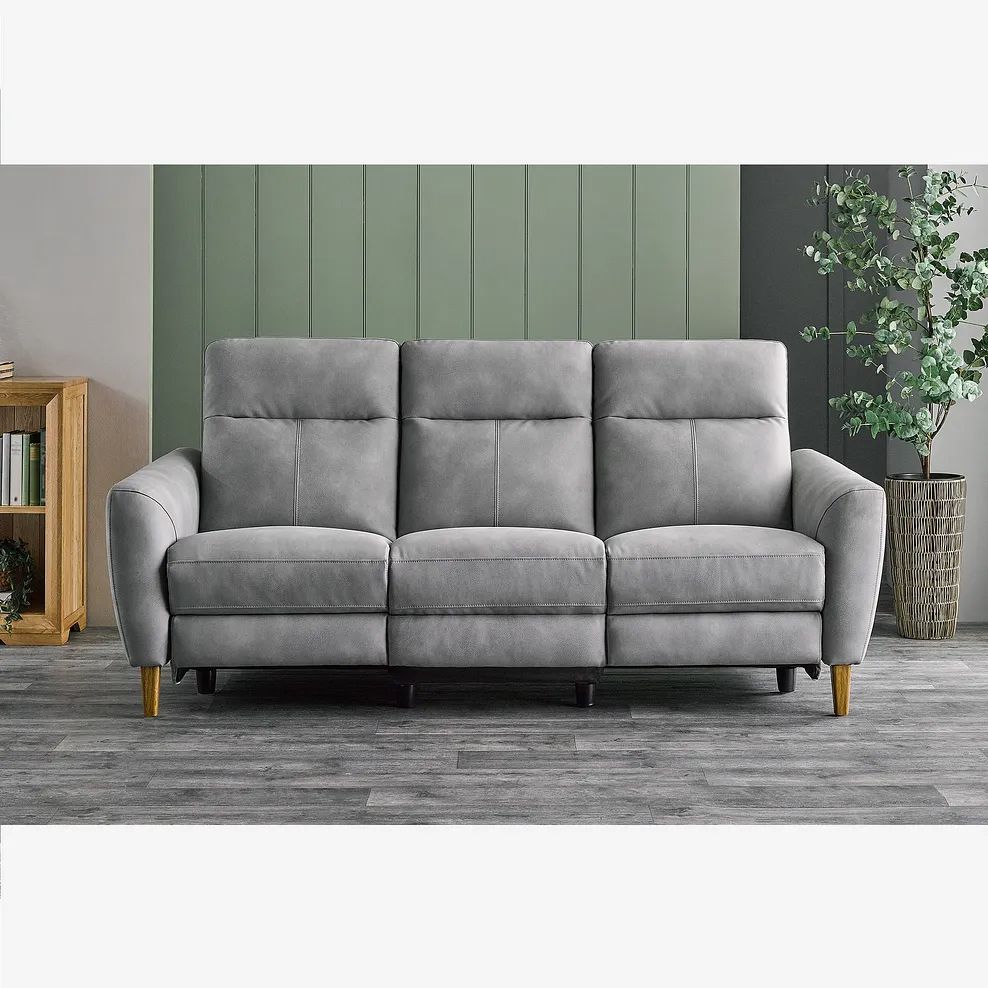 Dylan 3 Seater Electric Recliner Sofa in Oxford Grey Fabric with USB charging ports- RRP £1199.99