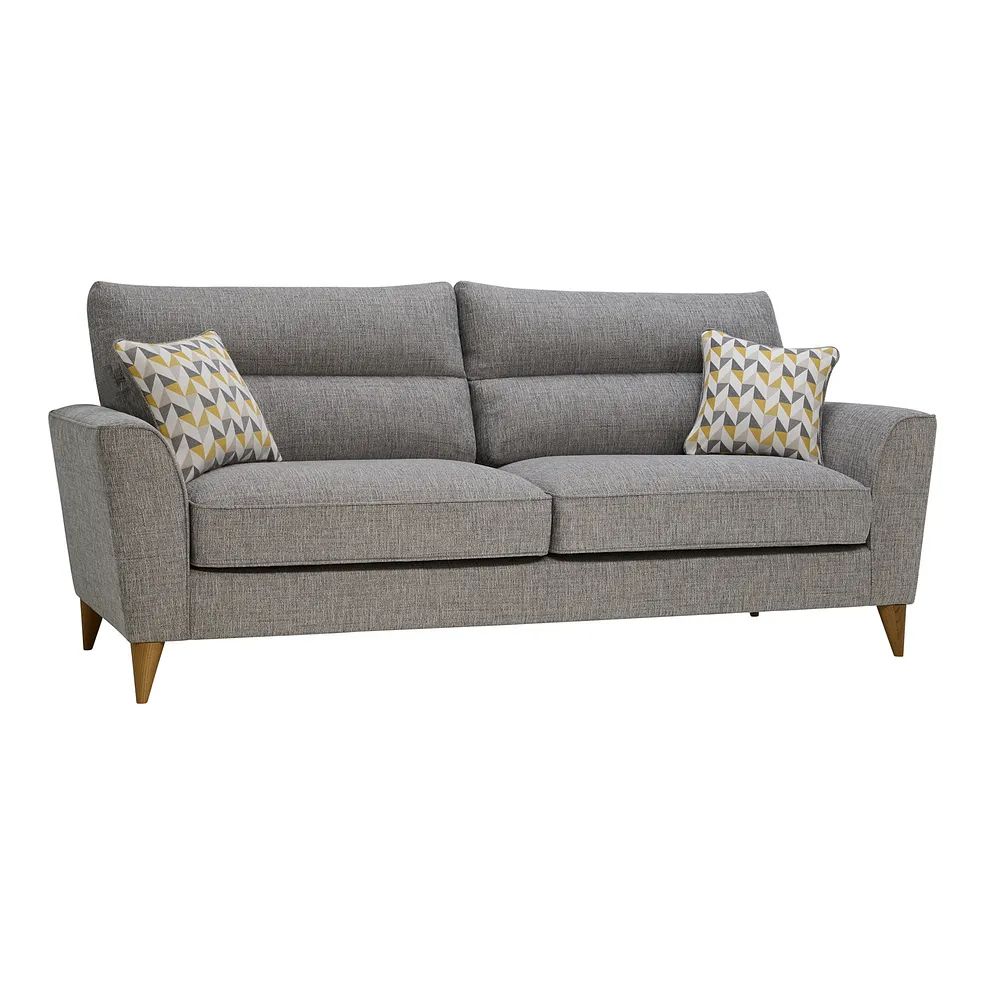Jensen Silver 4 Seater Sofa with Coral Accent Cushions- RRP £1249.99