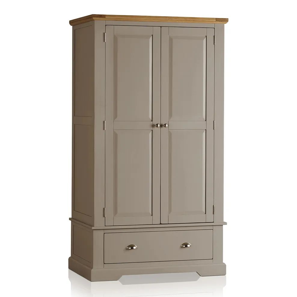 St Ives Natural Oak and Light Grey Painted Double Wardrobe - RRP £849.99