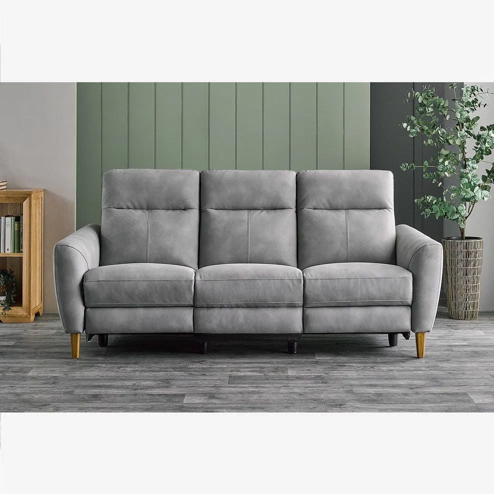 Dylan 3 Seater Electric Recliner Sofa in Oxford Grey Fabric with USB charging ports RRP £1199.99
