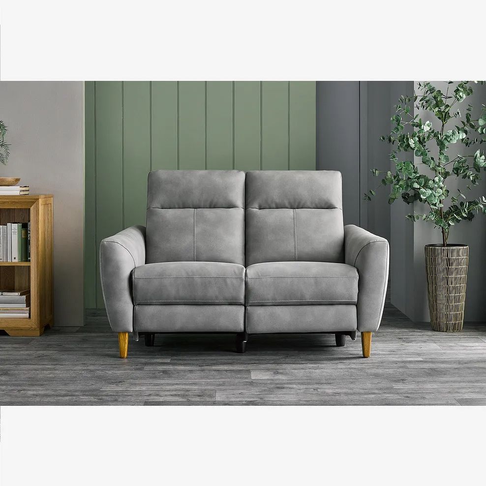 Dylan 2 Seater Electric Recliner Sofa in Oxford Grey Fabric  with USB charging ports - RRP £1149.99