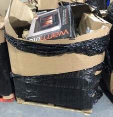 PALLET OF ASSORTED ITEMS TO INCLUDE WARMLITE ROCHESTER 2000W GREY ELECTRIC STOVE HEATER(COLLECTION OR OPTIONAL DELIVERY) (KERBSIDE PALLET DELIVERY)