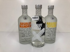 3 X ASSORTED BOTTLES OF ABSOLUTE VODKA TO INCLUDE CITRON 700ML ABV 40% (PLEASE NOTE: 18+YEARS ONLY. STRICTLY NO COURIER REQUESTS. COLLECTIONS MONDAY 12TH - FRIDAY 16TH FEBRUARY ONLY)