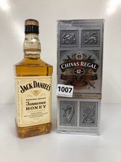 CHIVAS REGAL 12 YEAR OLD 70CL ABV 40% TO INCLUDE JACK DANIELS HONEY 70CL ABV 35% (PLEASE NOTE: 18+YEARS ONLY. STRICTLY NO COURIER REQUESTS. COLLECTIONS MONDAY 12TH - FRIDAY 16TH FEBRUARY ONLY)
