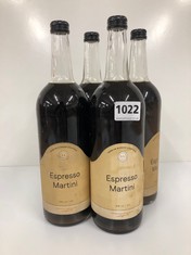 4 X BOTTLES OF LL & CO ESPRESSO MARTINI 1L ABV 14% (PLEASE NOTE: 18+YEARS ONLY. STRICTLY NO COURIER REQUESTS. COLLECTIONS MONDAY 12TH - FRIDAY 16TH FEBRUARY ONLY)